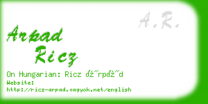 arpad ricz business card